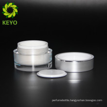 50g white plastic cosmetic jar with silver cap